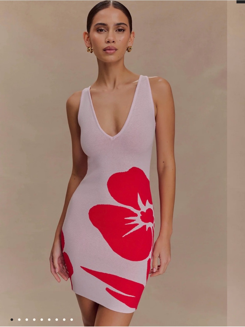 Meshki Pink & Red Floral Midi Dress